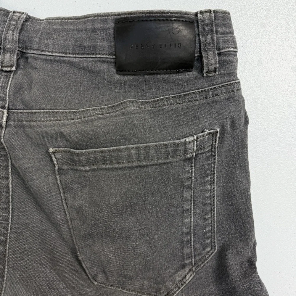 Perry Ellis Skinny Fit Stretch Jeans Men's 30x30 Gray Cotton Blend Low Rise